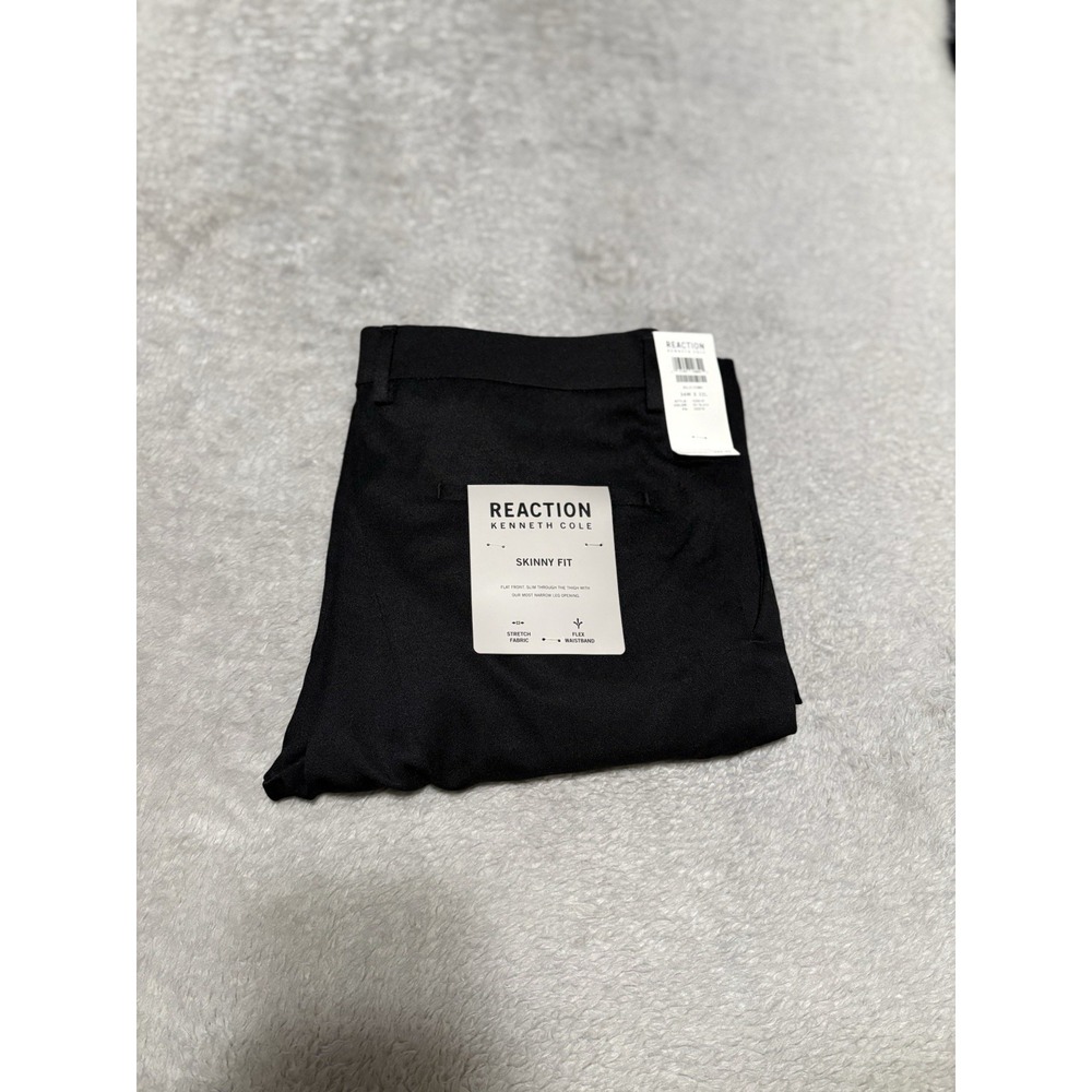 Kenneth Cole REACTION Mens Skinny fit Dress Pants 34x32 Black Trouser Stretch